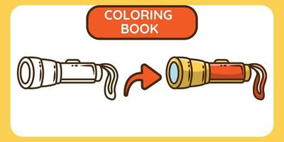livro de colorir de desenho animado desenhado à mão com lanterna fofa para crianças vetor