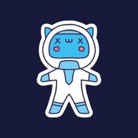 gato de astronauta de morte bonito. ilustração para camiseta, pôster, logotipo, adesivo ou mercadoria de vestuário. vetor