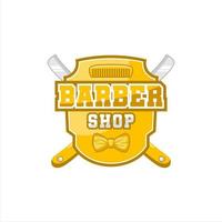 ilustrações de logotipo liso amarelo de barbearia vetor