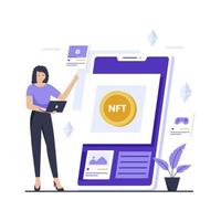 conceito de design de ilustração de token não fungível vetor