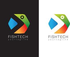 design de logotipo de tecnologia de peixe abstrato com design de logotipo de peixe vetorial vetor