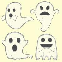 design de ilustração vetorial de quatro fantasmas para evento de halloween vetor