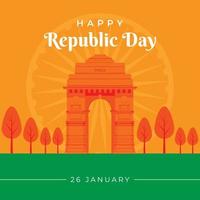 dia da república da índia, 26 de janeiro no portão indiano delhi ilustração vetor