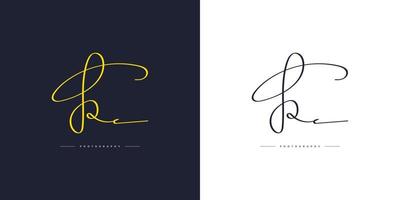 design de logotipo de letra r elegante e minimalista com estilo de caligrafia. r logotipo ou símbolo de assinatura para casamento, moda, joias, boutique e identidade comercial vetor
