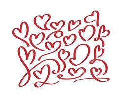 ilustração de doodle de corações vermelhos bonitos isolada no fundo branco. fundo de dia dos namorados para papel de parede, panfletos, convite, cartazes, folheto, banner ou cartão postal vetor