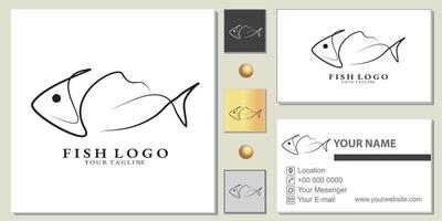modelo premium de logotipo de peixe com cartão de visita elegante vetor eps 10