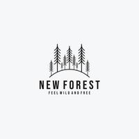 novo modelo de logotipo minimalista da floresta. design de logotipo de árvores. ilustração vetorial. vetor