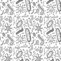 padrão perfeito com vírus. ícones de vírus em fundo branco. ilustração de doodle com ícones de vírus vetor