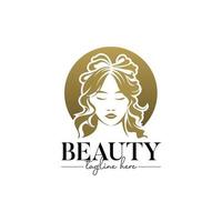 modelo de logotipo de mulher de beleza dourada feminina vetor