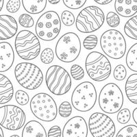 ovos decorados como símbolo da grande páscoa. padrão sem emenda no estilo doodle. ilustração em vetor preto e branco