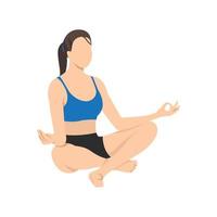 mulher fazendo exercício de sukhasana de pose fácil. ilustração vetorial plana isolada no fundo branco vetor