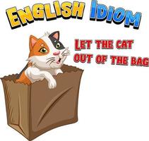 idioma inglês com deixar o gato fora da bolsa vetor