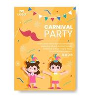 ilustração plana de modelo de cartaz de celebração de carnaval feliz editável de fundo quadrado adequado para mídias sociais ou cartão de felicitações vetor