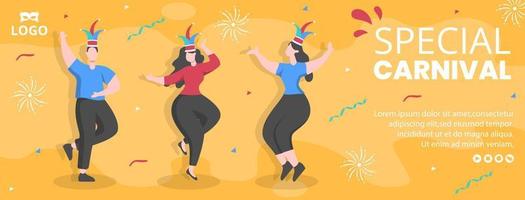 ilustração plana de modelo de capa de celebração de carnaval feliz editável de fundo quadrado adequado para mídias sociais ou cartão de felicitações vetor