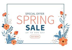 primavera venda flor flores fundo ilustração vetorial modelo natural com planta de temporada adequada para cartão, convite ou cartaz vetor