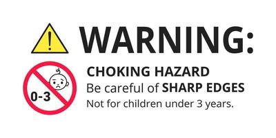 Adesivo de sinal de proibição de risco de asfixia não adequado para crianças menores de 3 anos vetor