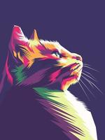 estilo de arte pop de gato colorido vetor