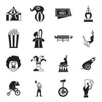 conjunto de ícones de entretenimento de circo, estilo simples vetor