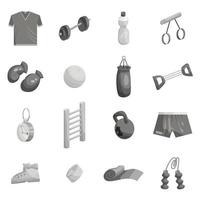 conjunto de ícones de fitness, estilo monocromático preto vetor