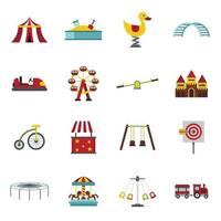 conjunto de ícones de parque de diversões, estilo simples vetor