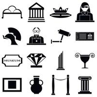 conjunto de ícones de museu, estilo simples vetor
