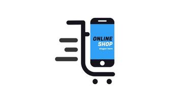 carrinho de telefone inteligente design de logotipo de loja online modelo ilustração gráfico de vetor de compras e loja