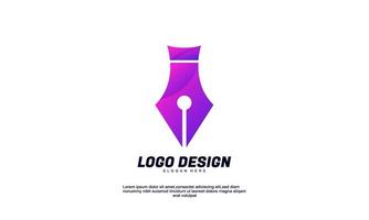 logotipo de caneta de ideia criativa abstrata de vetor de estoque para negócios ou empresa com modelo de design colorido gradiente