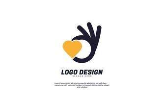 estoque vetor abstrato criativo dedo e logotipo de amor sobreposição colorida ícone de vetor design plano
