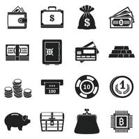 conjunto de ícones de dinheiro diferente, estilo simples vetor