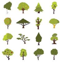 conjunto de ícones de árvore verde, estilo simples vetor