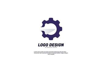 engrenagem de logotipo de ideia criativa abstrata de vetor de estoque e seta para empresa de marca e modelo de design colorido de negócios