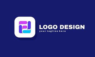 logotipo de tecnologia abstrata com conceito de design gradiente de futuro e futuro vetor