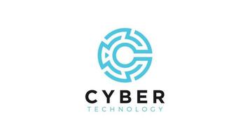 modelo de design de logotipo de tecnologia cibernética vetor