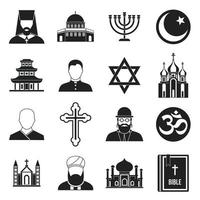 conjunto de ícones de símbolos religiosos, estilo simples vetor