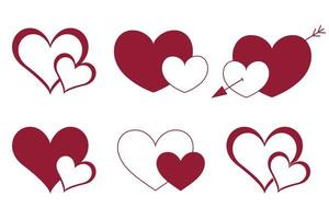 coleção de elementos de coração de dia dos namorados doodle desenhado à mão