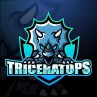 design de logotipo de esport de mascote triceratops vetor