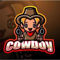 design de logotipo de esport de mascote de cowboy vetor