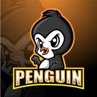 design de logotipo de esport de mascote de pinguim vetor