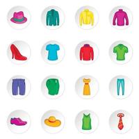 conjunto de ícones de roupas, estilo desenho animado vetor