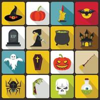 ícones de halloween definidos em estilo simples vetor
