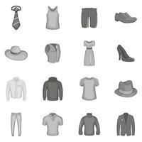 conjunto de ícones de roupas, estilo monocromático preto vetor