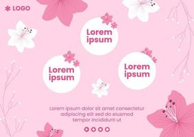 primavera com flor sakura flores modelo de folheto ilustração plana editável de fundo quadrado para mídias sociais ou cartão de felicitações vetor