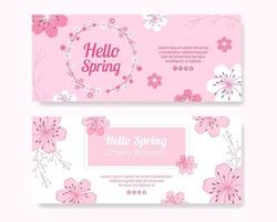 primavera com flor sakura flores modelo de banner ilustração plana editável de fundo quadrado para mídias sociais ou cartão de felicitações vetor