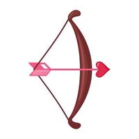 arco de cupido e uma flecha com um ícone de coração em estilo simples, isolado no fundo branco. conceito de amor. elemento de design para dia dos namorados ou casamento. ilustração vetorial. vetor