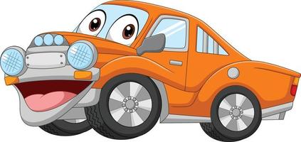 personagem de mascote de carro laranja engraçado dos desenhos animados vetor