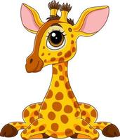 girafa bebê fofo dos desenhos animados sentado vetor