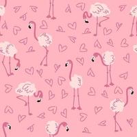 padrão sem emenda de dia dos namorados romântico com flamingo e corações. vetor