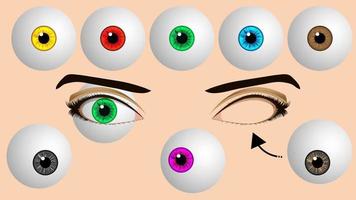 conjunto de coleta de globo ocular. várias cores de íris e pupila. pode ser fixado atrás dos olhos. vetor