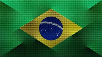 a bandeira nacional da república federativa do brasil. papel de parede hd com aparência de tecido de malha e estilo gradiente de sombra pop-up. vetor