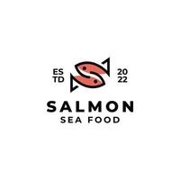 letra s peixe salmão monoline vector design de logotipo de linha para restaurante de café de frutos do mar